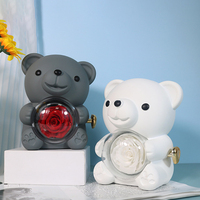 Coffret Cadeau de Noël 2024 en Gros : Ours en Roses Éternelles, Boîte de Roses Préservées, Boîte à Bijoux pour Petite Amie, Fête des Mères