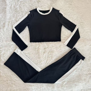 Nouvel ensemble sport deux pièces décontracté et respirant pour femme, grande taille, brodé, coupe ajustée, pantalon large, printemps-automne OLA - Product Image 5