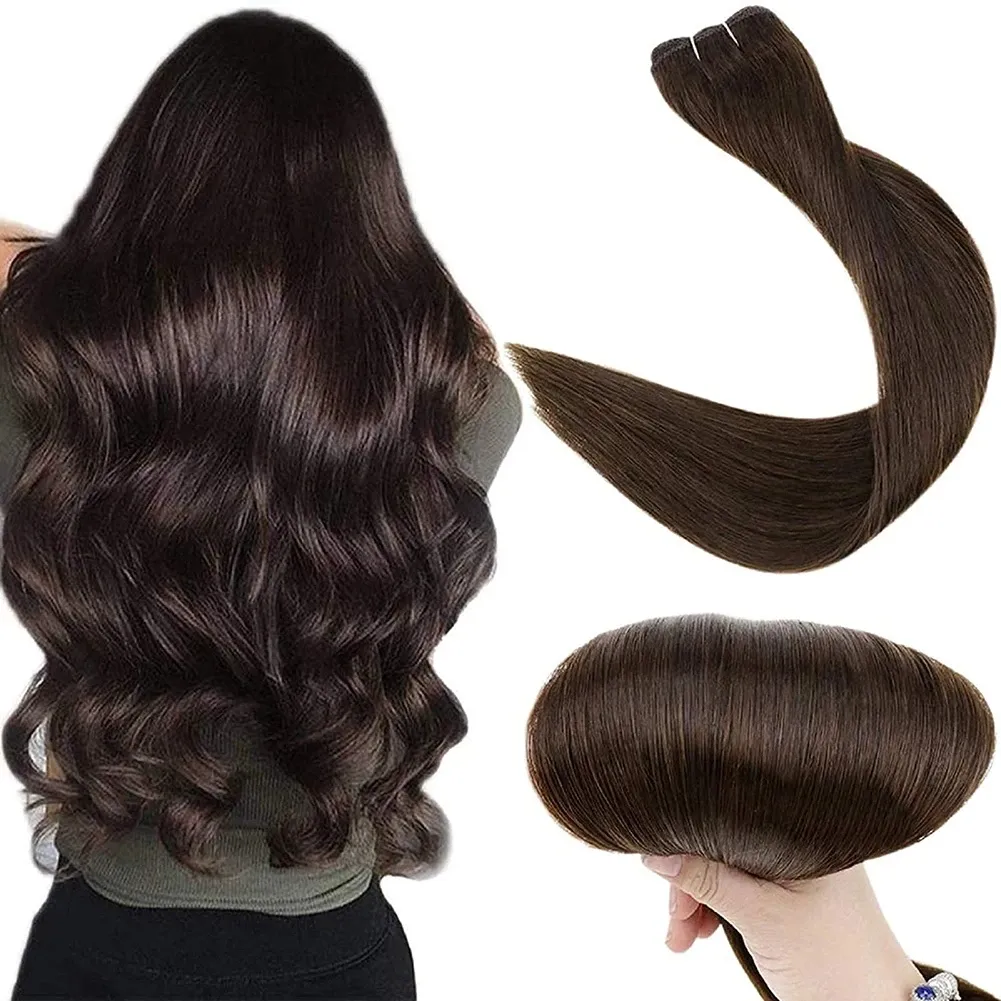 Wholesale Price Double Drawn Virgin Remy Human Hair Extensions Sew In Hair Weft Darkest Brown Human Hair Weave Bundles