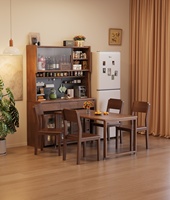 Aparador alto convertible de madera maciza ecológica con puertas de cristal, organizador de pegboard y cajones, moderno y independiente
