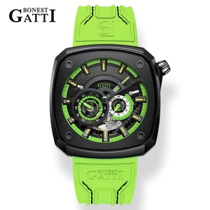 Montre de luxe pour homme BG6601-A, marque tendance, automatique, mécanique, boîtier carré, étanche, saphir, lumineuse, bracelet en Viton - Product Image 6