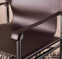 Chaise de salle à manger moderne italienne en acier inoxydable et cuir, fauteuil de négociation, tabouret de loisirs domestique, durable et écologique