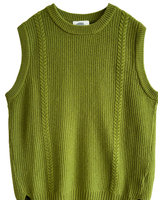 Gilet en tricot torsadé vintage pour femme, pull sans manches texturé gaufré, style rétro preppy, gilet personnalisé pour femme