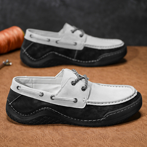 Chaussures <span class=keywords><strong>bateau</strong></span> pour hommes, mocassins de conduite, chaussures plates en faux daim de vache et nubuck, basses à lacets, faites à la main, légères, à talon plat, pour la marche et les affaires - Product Image 4
