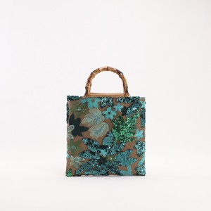 Vintage Fashion <b>Sequin</b> Tote Bag <b>Handbag</b> With Bamboo Handle, Large Capacity Hand Bag Flower Shoulder Bag for Women - Product Image 5