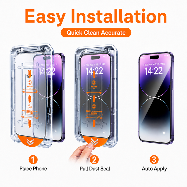 OEM 9H Tempered Glass Screen Protector Dust Free Auto Alignment One-Click Install Tool Oleophobic Coating for iPhone 11-18