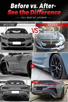 Kit carrosserie style AC en fibre de carbone sèche Perfiply pour BMW Série 8 840i G14 G15 G16 : Lame avant, jupes latérales, diffuseur arrière, calandre et spoiler