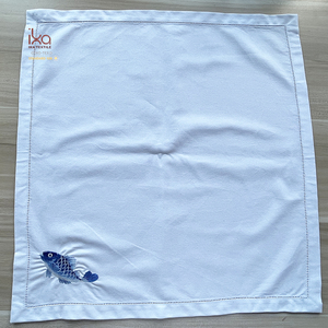 Customized 20/20 Inch White Kitchen Cotton <strong>Napkin</strong> <strong>Set</strong> Luxurious Embroidered Hemstitch Pattern Handmade Modern Style for Weddings - Product Image 3