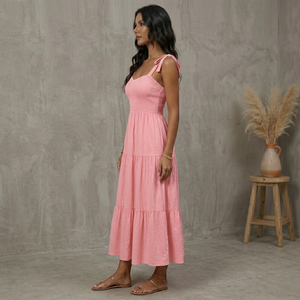 Sexy Backless Summer Natural Woven Digital Printing Halter Neck Floor-Length A-Line Women's Dress - Product Image 4
