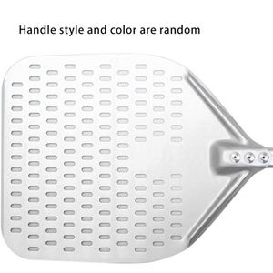 Pelle à <span class=keywords><strong>pizza</strong></span> ronde en métal avec trous, spatule à acheter, manche long en bambou, aluminium, 12x14 pouces, petite pelle en bois de 16 pouces - Product Image 3