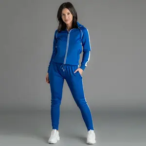 women's tracksuit Polyester Custom velour casual side stripe hoodie Professional ladies tracksuit for women