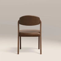 Chaise de salle à manger en bois de haute qualité, design moderne, chaise de salle à manger rembourrée, cuir synthétique vintage brun et noyer, chaise rembourrée