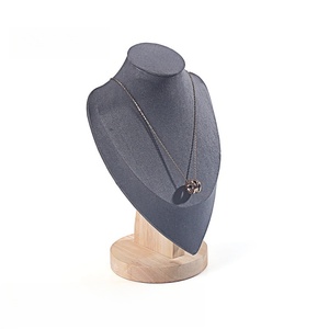 Chân Dung đồ trang sức cửa sổ lưu trữ mô hình giá gỗ Flannelette Vòng cổ hiển thị giá cổ Mô hình mặt dây chuyền đồ trang sức giá - Product Image 4