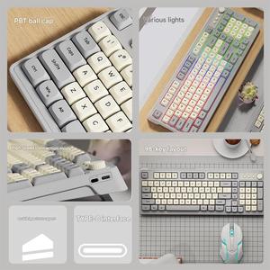 Teclado de membrana silencioso G98 RGB Girls Wireless Office Computer Notebook Juego de teclado y <span class=keywords><strong>mouse</strong></span> de sensación mecánica - Product Image 3