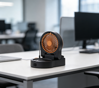 Ventilateur carré portable rechargeable à l'énergie solaire avec vitesse de vent réglable, 10000 mAh, ventilateur avec haut-parleur externe