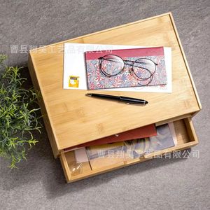 Caja de almacenamiento de madera para escritorio, organizador de oficina rectangular apilable para ordenar y guardar en el escritorio Xh 94 - Product Image 2