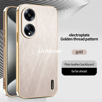 Funda de teléfono lisa de piel de seda dorada resistente a impactos de diseño único Lichicase para OPPO F23 A1 carcasa de teléfono personalizada