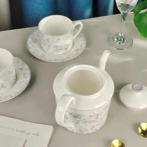 Service à thé en porcelaine fine gris tigre série D, vente en gros - Product Image 3