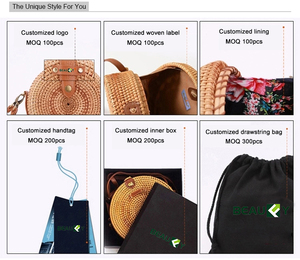 Bolsa de paja redonda personalizada para vacaciones de <span class=keywords><strong>verano</strong></span>, bolso hecho a mano de bambú para mujer, bandolera de mimbre tejida para playa, estilo africano, vietnamita, <span class=keywords><strong>Bali</strong></span>, <span class=keywords><strong>2022</strong></span> - Product Image 5