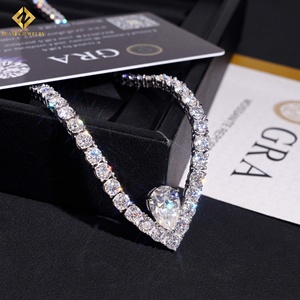 New Design V Shape 4mm Tennnis Necklace <b>Iced</b> Out S925 Silver VVS1 Moissanite Tennis <b>Chain</b> Necklace For Women - Product Image 4