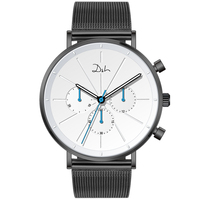 Jam Tangan Quartz Kronograf 6 Jarum Warna Solid Super Bercahaya Mewah dengan Mesin Jepang dari Baja Tahan Karat