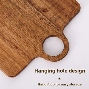 Thớt gỗ keo cao cấp có tay cầm gỗ nguyên khối, dùng làm thớt pizza, thịt bò, đạo cụ chụp ảnh, thớt cắt thanh lịch - Product Image 3