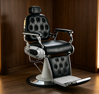 Fauteuil de barbier robuste et durable, rétro, inclinable, pivotant, hydraulique, pour salon de coiffure, poste de travail de coiffage