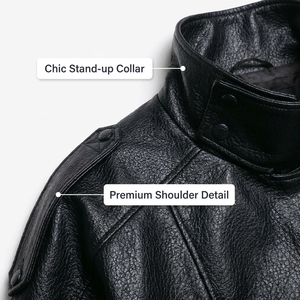 ZEVITY Nuova Collezione Giacca Bomber da <span class=keywords><strong>Donna</strong></span> Corta Nera con Zip in Ecopelle Oversize - Product Image 4