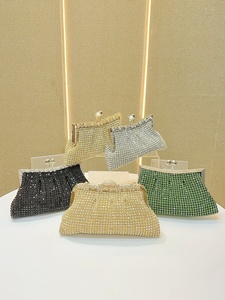 Borsa Clutch Scintillante da Donna, Borsa da Sera con Diamanti, Borsa a Tracolla con Catena, Borsa a Mezzaluna da Donna, Borsa Messenger con Strass per Matrimoni e Feste - Product Image 2