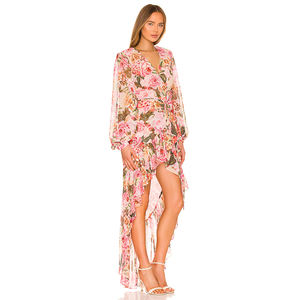 Robe maxi asymétrique à imprimé floral en mousseline de soie pour femmes, best-seller - Product Image 5