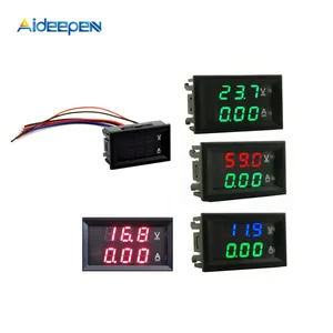 Voltmeter Digital, 0.28 "DC 0-100V 10A Ammeter Tampilan Ganda Pendeteksi Tegangan, Panel Arus, Amp Pengukur Volt Biru Hijau LED