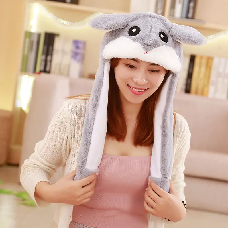 New Arrival Cute Rabbit Ears Hat Plush Move Airbag Magnet Hat Plush Gift Led Movable Light Warm Winter Hats