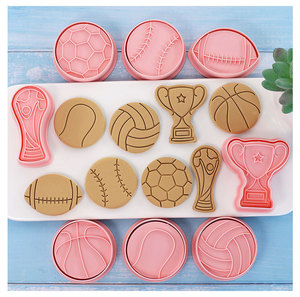 Ensemble de moules à biscuits en plastique pour le sport, <span class=keywords><strong>emporte</strong></span>-pièces en forme de ballons de sport, football, tennis, volley-ball, embosseur de biscuits - Product Image 1