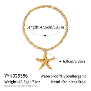 Accesorios de Moda, Joyería, Collares con Colgante de Estrella de Mar de Cinco Puntas, Chapado en Oro de 18K, Acero Inoxidable, 2025, para Mujer - Product Image 6
