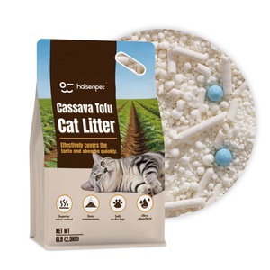 Litière pour chat en tofu et manioc mélangés, marque privée OEM ODM, formule personnalisée, parfum, emballage, agglomérante, jetable dans les toilettes - Product Image 1
