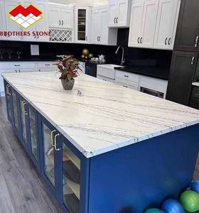 Trung Quốc Nhà cung cấp 'Thiết kế hiện đại nhân tạo đá thạch anh Veneer Thiết kế đá slab cắt theo kích thước cho nhà bếp Countertop worktop - Product Image 4