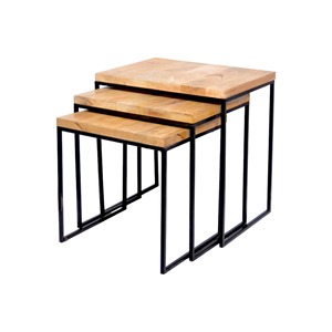 Home Decor Furniture <b>Set</b> of 3 Wooden and Metal <b>Table</b> Home Hotel Furniture Nesting <b>side</b> <b>table</b> - Product Image 1