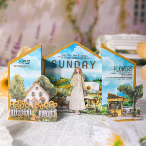 Paquete de 20 unidades de pegatinas decorativas de jardín de la serie Time, diseño de paisaje y papel <span class=keywords><strong>sin</strong></span> borde blanco <span class=keywords><strong>para</strong></span> manuales, decoraciones de libros - Product Image 1