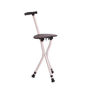 Aluminum Alloy Telescopic <b>Walking</b> <b>Stick</b> With Seat Non Slip Rubber Tip Lightweight Multifunctional For Elderly Support - Product Image 1