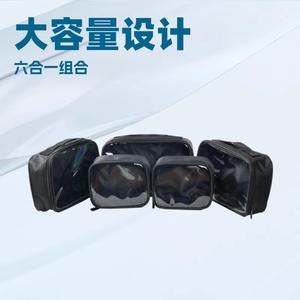 <b>Professional</b> <b>Makeup</b> Trolley Case Large Capacity Nylon Cosmetic <b>Bag</b> With Wheels For Home Storage And Travel Black Solid Color - Product Image 2