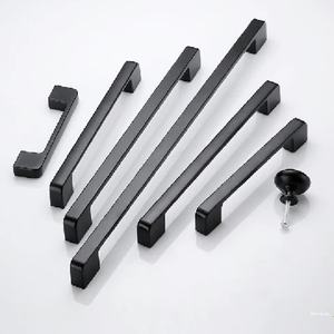 <b>Black</b> Aluminum Alloy Cabinet Handles Bar Shape Minimalist Design Durable Wardrobe Drawer Furniture Handle <b>Knob</b> Set - Product Image 1