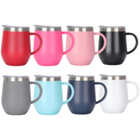 Mug isotherme classique en acier inoxydable de 360 ml (12 oz) avec couvercle, tasse à café pour le camping, chaud et froid, sans BPA