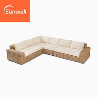 Ensembles de meubles de balcon d'extérieur, canapé modulaire en forme de L, sectionnel, en rotin PE, aluminium, imperméable, salon moderne, jardin, patio