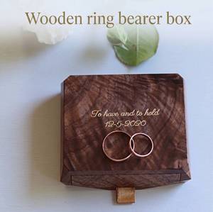 Solid Walnut Wooden Wedding <b>Ring</b> <b>Storage</b> Box <b>Ring</b> Holder for Engagement Ceremony Elegant Jewelry Gift Box - Product Image 2
