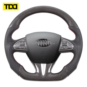 Volant sport en cuir de haute qualité TDD avec fibre de carbone compatible avec Infiniti Q50 Q50L 2013 2014 2015 2016 2017 QX50 2015 - Product Image 1