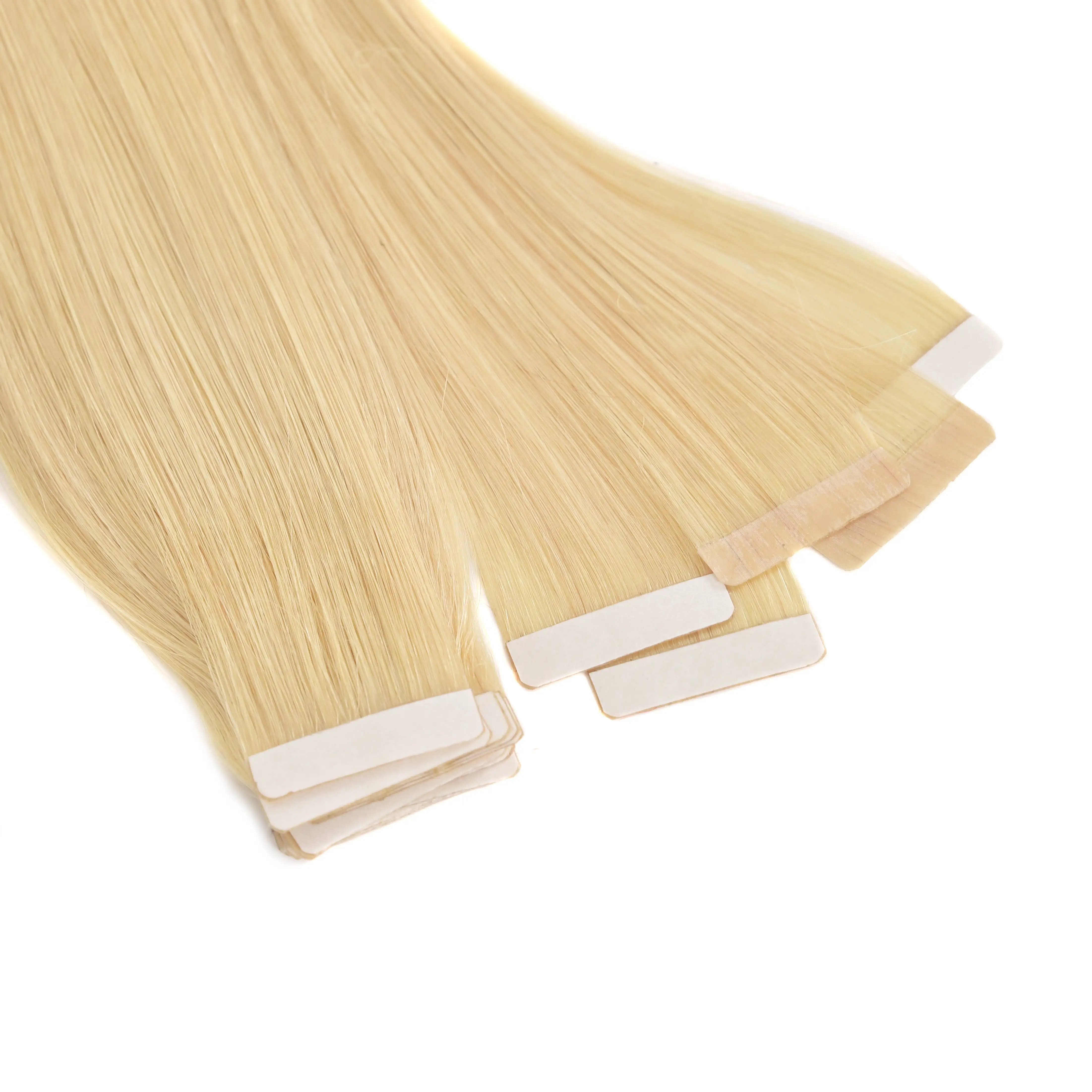 Extensions de cheveux à Double bande, pièces, de couleur blonde, avec bout épais