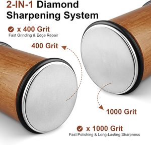 Afilador de Cuchillos Manual de Doble Cara, Nuevo Estilo, Madera de Roble Maciza, 15/20 Grados, Cerámica de Diamante, Grano Medio 400-3000, Duradero - Product Image 2