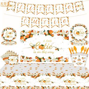 YOUNIKE Little Cutie – Ensemble de décoration de fête pour bébé, nappes, assiettes et vaisselle jetables, fournitures pour fête d'anniversaire et premier anniversaire - Product Image 1