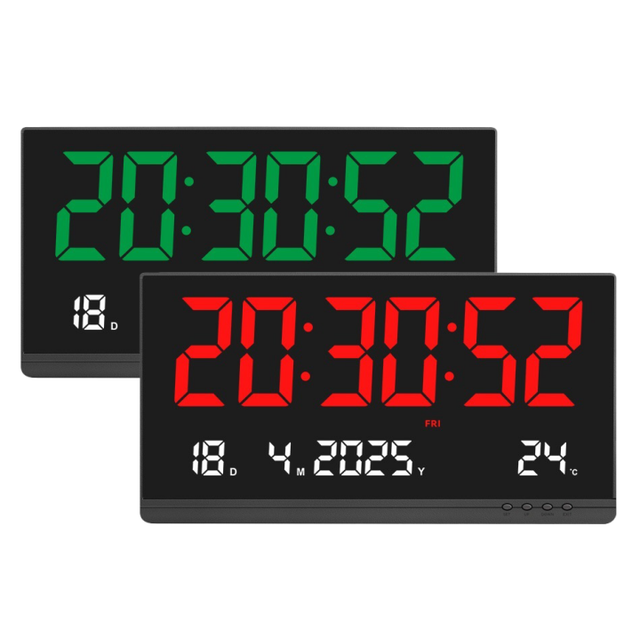 Modern Big Digital Number Indoor Temperature Display LED Large Electronic Calendar Clock for Home Office Living Room Wall Decor