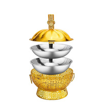 Ensemble de réchauds de buffet de luxe en acier inoxydable doré, 4,5L, 6L, 8L, pour hôtels, restaurants, mariages